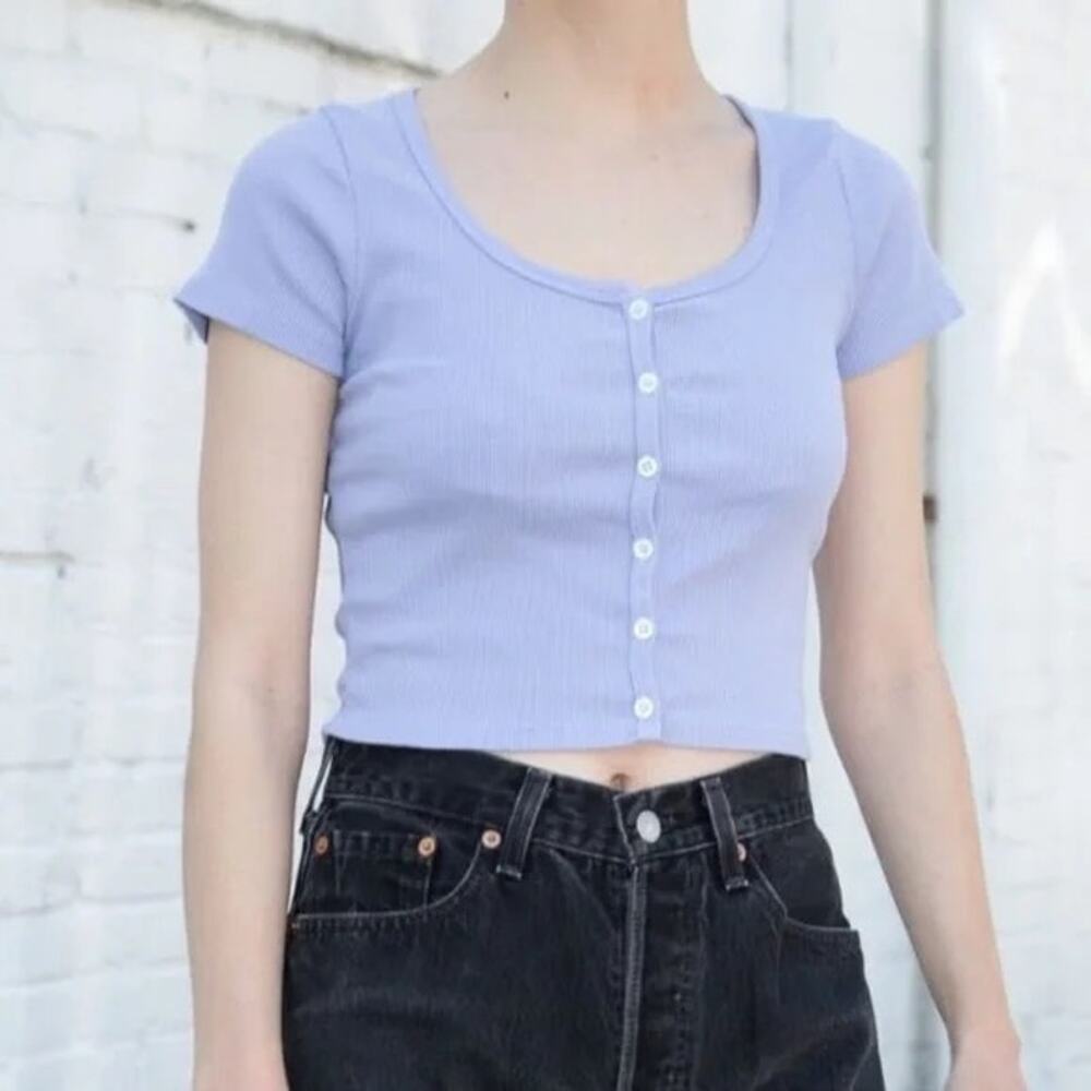 Brandy Melville Periwinkle Purple Zelly Button-Up Top OS (XS/S)